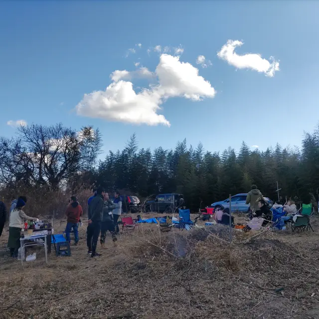 畑でのサイクリングBBQの様子